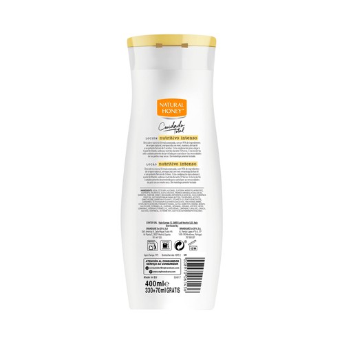 NATURAL HONEY Cuidado total Loción corporal extra nutritiva para pieles extra secas 330 ml.