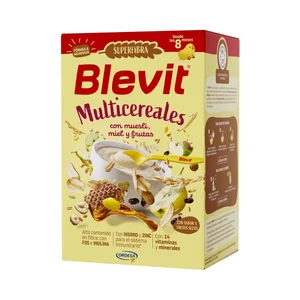 BLEVIT Superfibra Papilla multicereales, con muesli, miel y frutas, a partir de 8 meses 500 g.