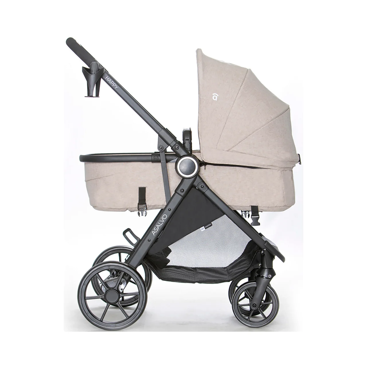 Cochecito trío convertible Happy, color beige.