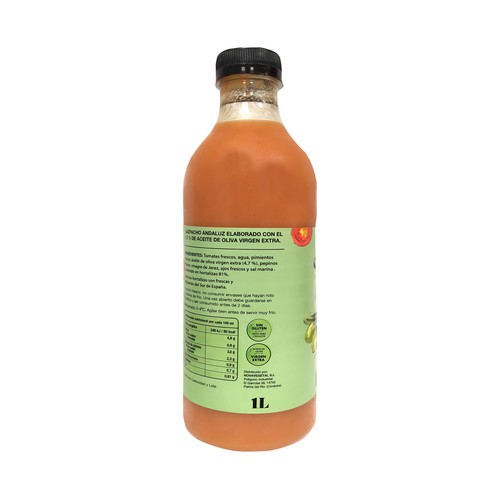 REALFOODING Gazpacho fresco elaborado con AOVE y hortalizas 100% frescas 1 L.