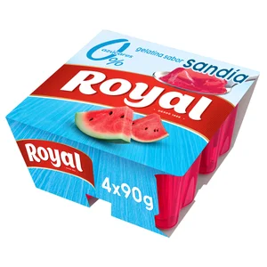 ROYAL Gelatina con sabor a sandía, sin azúcares añadidos ROYAL 4 x 90 g.