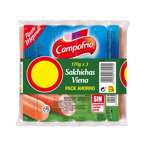 CAMPOFRIO Salchichas Viena 170 g x 3.