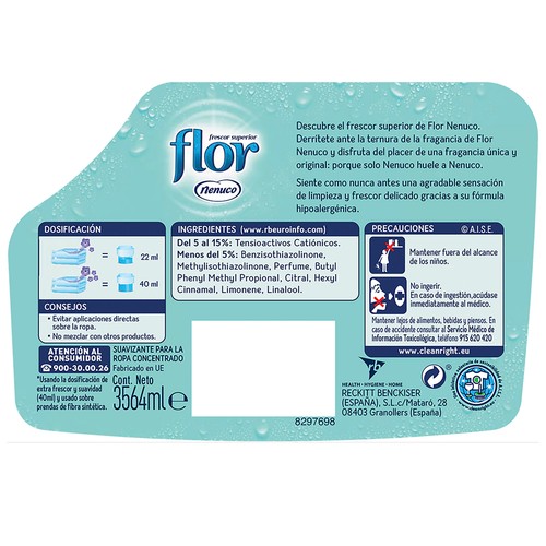 FLOR Suavizante concentrado con aroma a colonia nenuco 163 lav. 3,260 l.