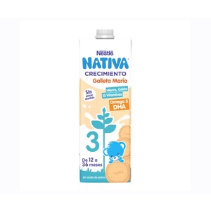NATIVA Leche (2) de crecimiento con galleta María, de 12 a 36 meses de Nestlé 1 l.