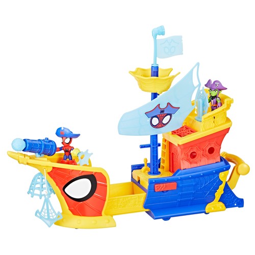 Spidey and his Amazing Friends Water Webs, Barco Pirata con Telarañas y Burbujas +3 Años HASBRO