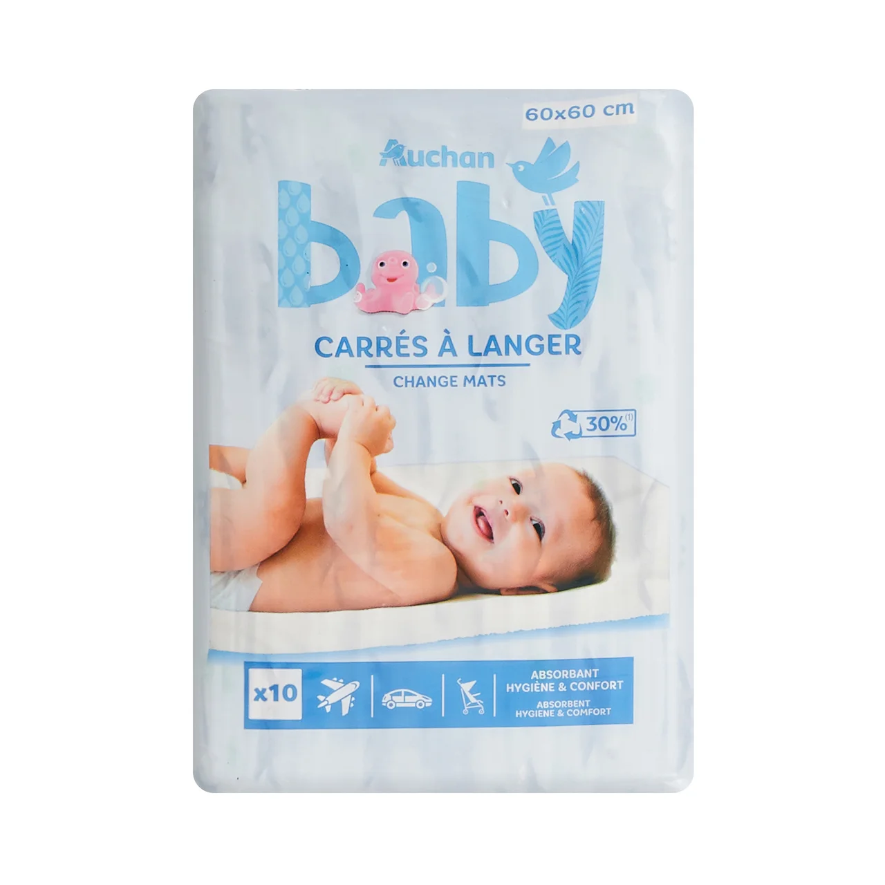 Cambiador desechable de 60 x 60 cm PRODUCTO ALCAMPO Baby 10 uds.