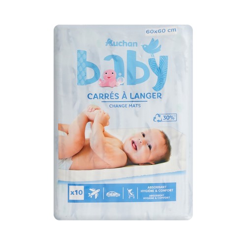 Cambiador desechable de 60 x 60 cm PRODUCTO ALCAMPO Baby 10 uds.