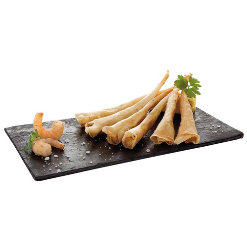 COCINARTE Langostinos pelados, marinados con ajo y perejil, envueltos en crujiente pasta filo en forma de cono Premium 6 uds.