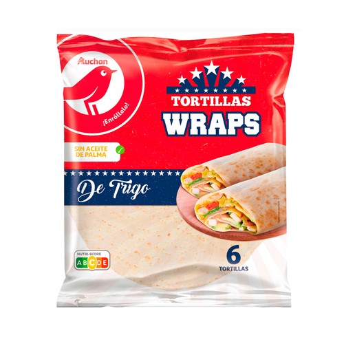 Tortillas de trigo Wraps PRODUCTO ALCAMPO 6 uds 375 g.
