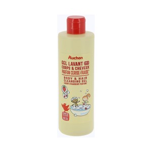 PRODUCTO ALCAMPO Gel y champú para cuerpo y cabello, con aroma a cereza y fresa 250 ml.