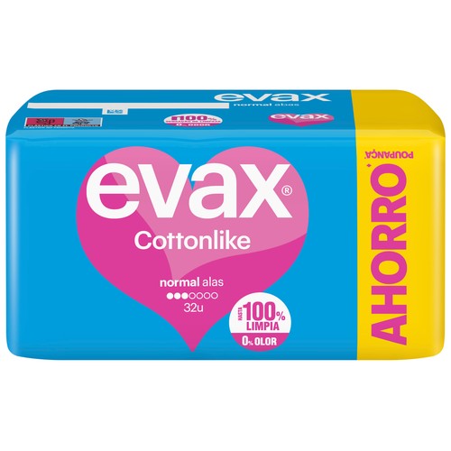 EVAX Compresas normal con alas EVAX Cottonlike 32 uds.