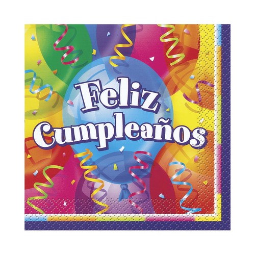 Servilletas desechables, estampado Feliz cumpleaños, 33x33cm., PARTYGRAM 16  uds.