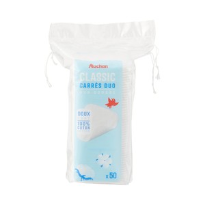 PRODUCTO ALCAMPO Cuadrados desmaquilladores dúo, suaves y de algodón 100% 50 uds.