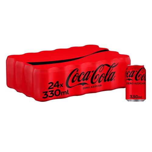 COCA COLA ZERO Refresco de cola Zero azúcar pack 24 latas de 33 cl.