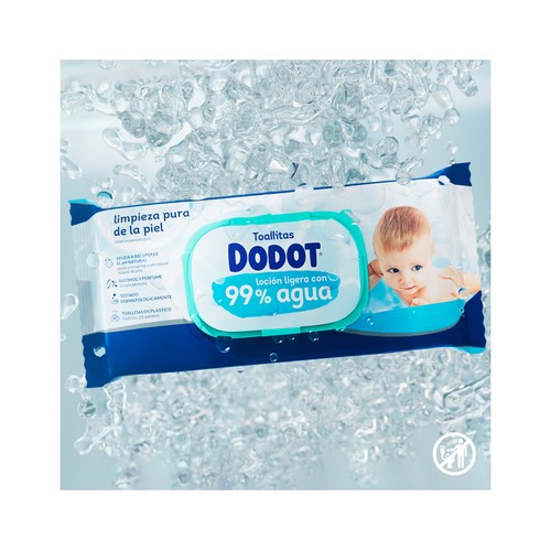 DODOT Aqua Toallitas húmedas para bebé, 99% agua 60 uds.