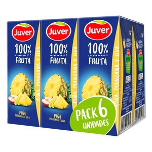 JUVER Zumo de piña, uva y manzana JUVER brick 6 uds x 20 cl.