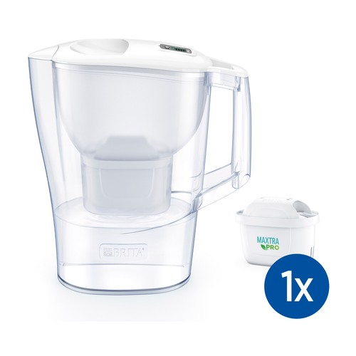 BRITA Jarra con filtro de agua Aluna blanca (2,4 l) incl 1x cartucho MAXTRA PRO All-in-1 - jarra para frigorífico con  digital