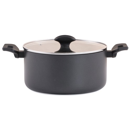 Cacerola aluminio reciclado ACTUEL de 24cm con tapa de cristal.