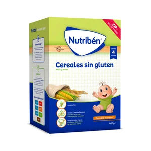 NUTRIBÉN Papilla en polvo de maíz y arroz, sin gluten, a partir de 4 meses 600 g.
