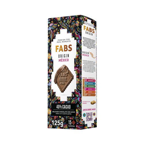 FABS Origin México Galletas de chocolate con leche 125 g.