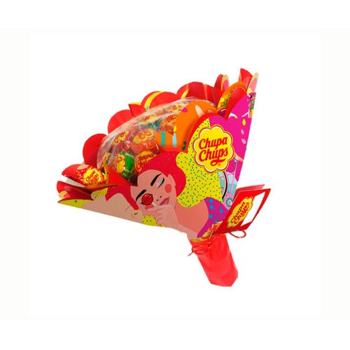CHUPA CHUPS Flower bouquet Caramelos con palo de sabores variados 19 uds. x 12 g.