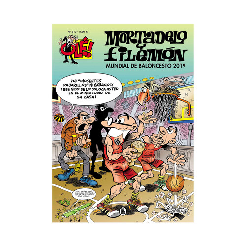 Olé Mortadelo 213, Mortadelo y Filemón Muncial de baloncesto 2019, FRANCISCO IBÁÑEZ. Género: cómics. Editorial Bruguera.