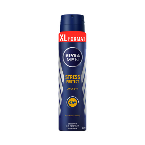 NIVEA Desodorante en spray para hombre con protección anti transpirante hasta 48 horas NIVEA Men stress protect 250 ml.