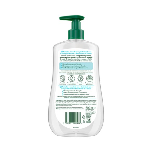 TIMOTEI Champú hidratante y revitalizante para cabellos secos y deshidratados 600 ml.