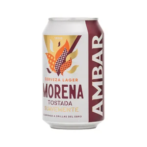 AMBAR Cerveza morena lata de 33 cl.