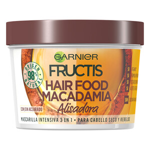 FRUCTIS Mascarilla capilar alisante, con macadamia para cabello seco y rebelde FRUCTIS Hair food de Garnier 390 ml.