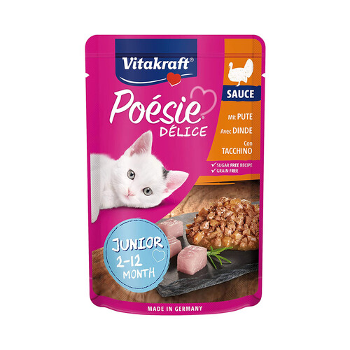 VITAKRAFT Alimento húmedo completo para gatos jóvenes sabor pavo VITAKRAFT POESIE DELICE85 g.