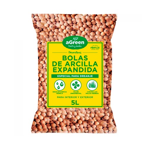 Arlita o arcilla expandida para jardinería, en bolsa de 5 litros, SEMILLAS BATLLE