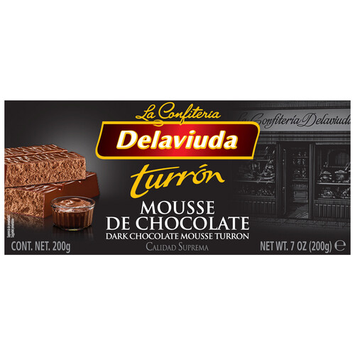 Turrón praliné de mousse de chocolate DELAVIUDA 200 g.