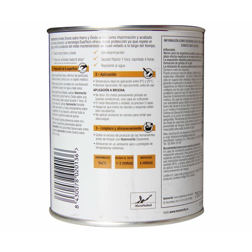 Bote de 0.75l. de esmalte blanco brillante para metales, uso exterior HAMMERITE.