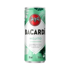 Combinado de Bacardí carta blanca con lima y menta (mojito) lata 25 cl.