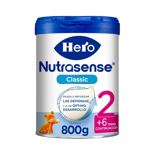 HERO Nutrasense classic 2 Preparado lácteo infantil (leche continuación), desde los 6 meses 800 g.