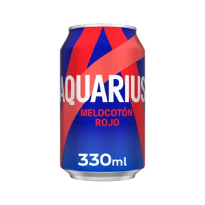 AQUARIUS Bebida de sabor a melocotón rojo lata 330 ml.