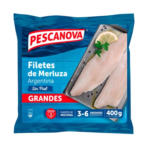 PESCANOVA Filetes grandes de merluza argentina sin piel 400 g.