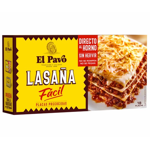 EL PAVO Placas para montar lasaña EL PAVO 18 uds. 200 g.