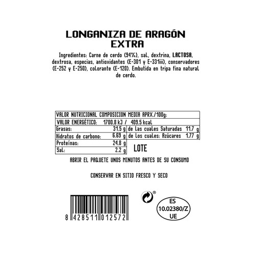 CARNICAS GÁLLEGO Longaniza extra de Aragón