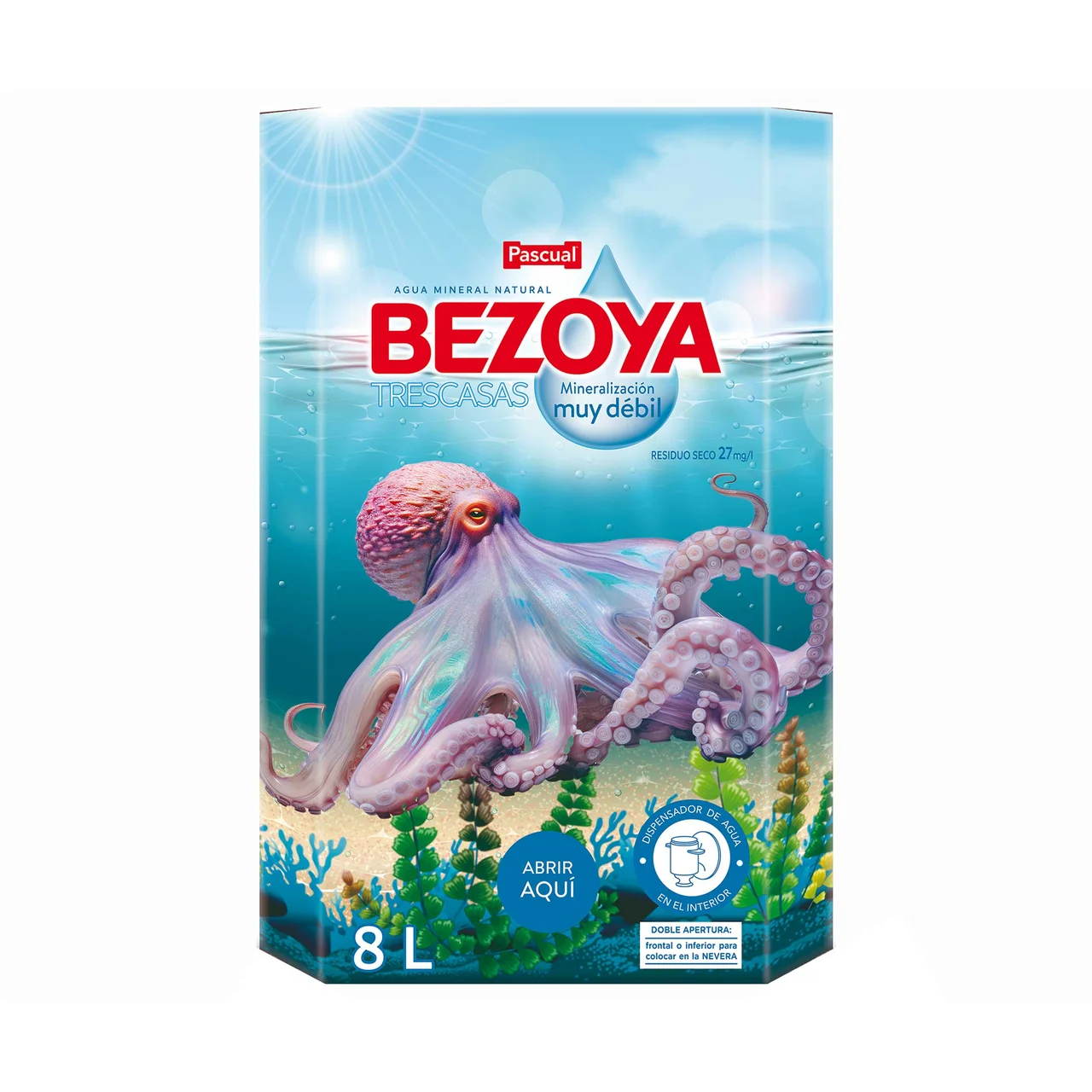 Agua mineral con dispensador bag in box 8 l.
