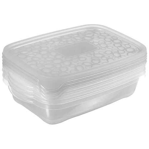Pack de 4 recipientes herméticos transparentes, 1 litro, ESSENTIAL.