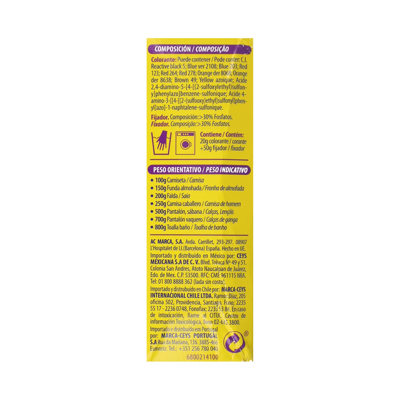 IBERIA Tinte para ropa de color chocolate (permite teñir a baja temperatura 40ª) IBERIA 1 ud.