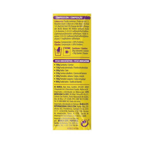 IBERIA Tinte para ropa de color chocolate (permite teñir a baja temperatura 40ª) IBERIA 1 ud.