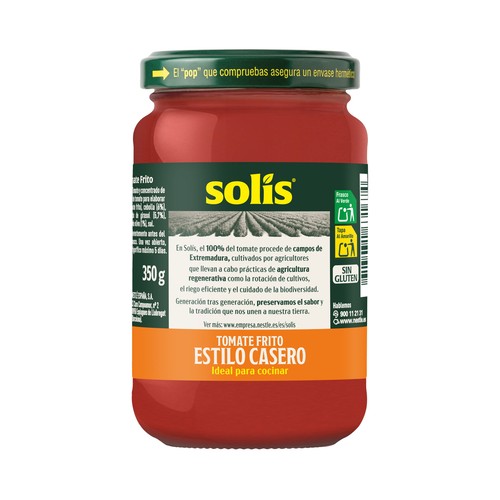 SOLÍS Tomate frito estilo casero, sabor 100 natural frasco 350 g.