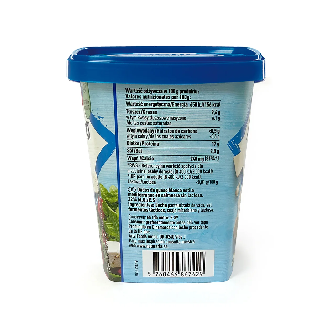 Dados de queso blanco estilo mediterráneo en salmuera 200 g.