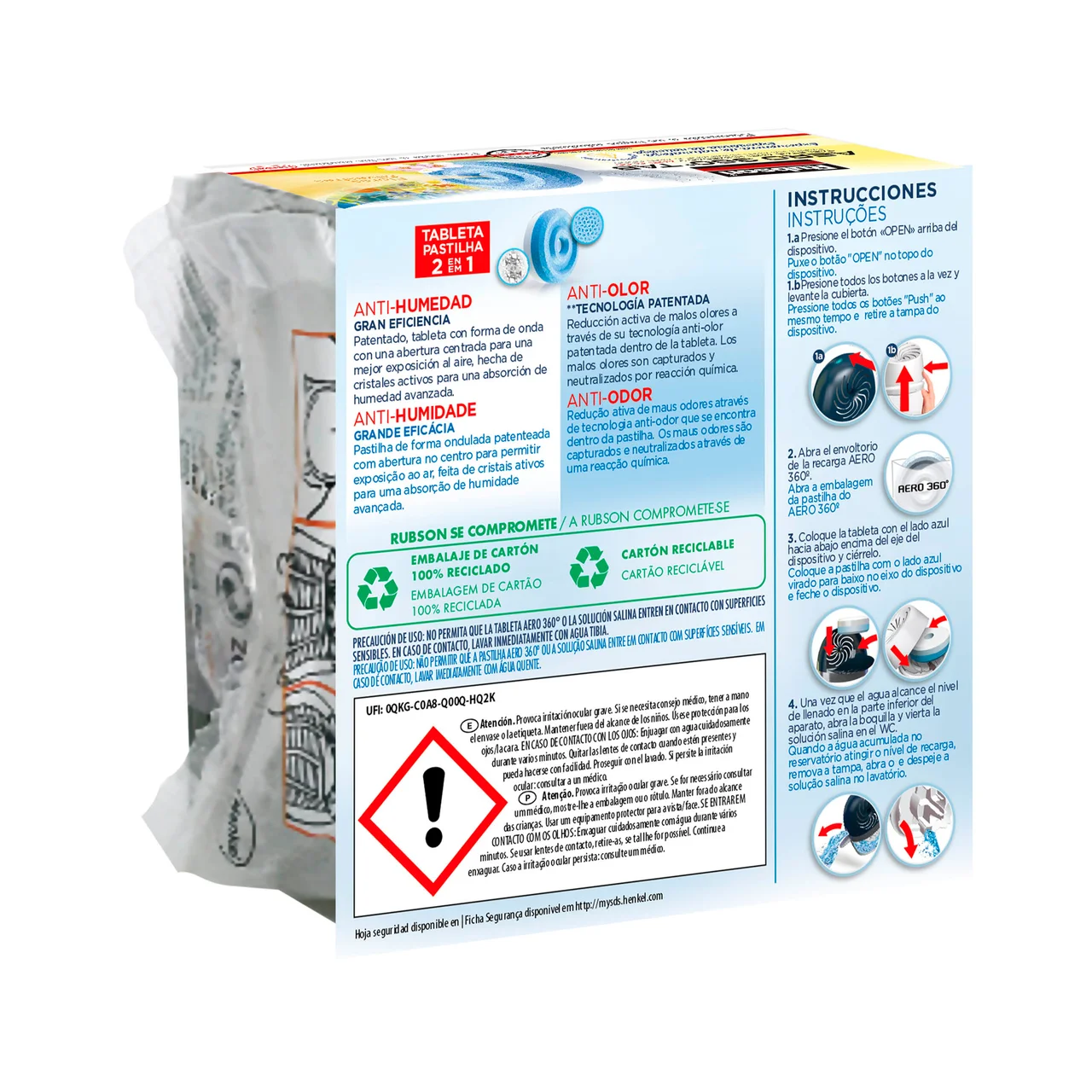 Recambio universal en tableta para deshumidificador, aroma vainilla, Aero 360°, 450grs.