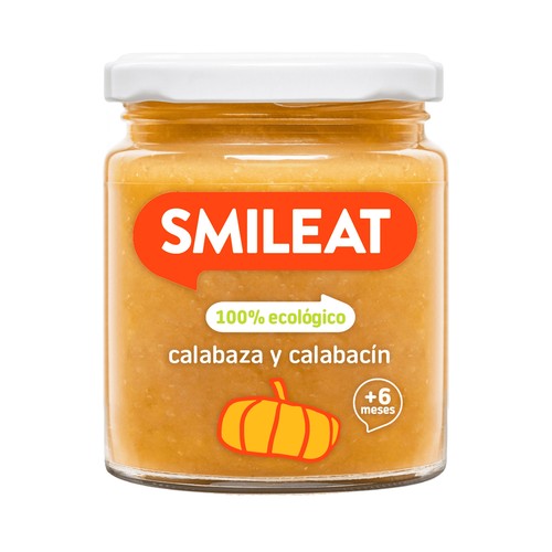 SMILEAT Tarrito de calabaza y calabacín para bebés a partir de 6 meses 230 g.