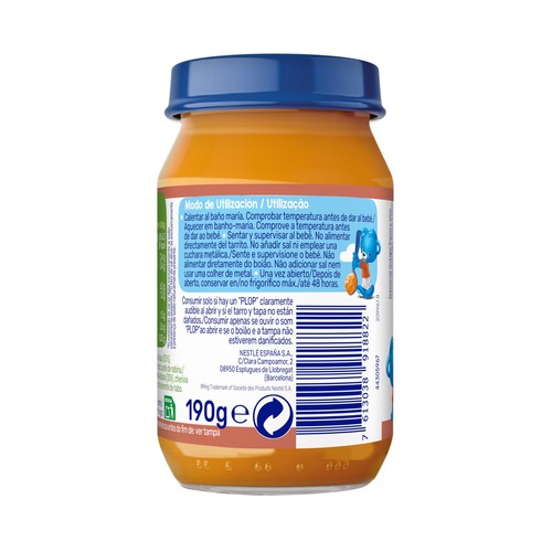 NESTLÉ Tarrito de verduritas con pavo, a partir de 6 meses 190 g.