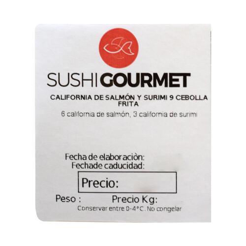 SUSHI GOURMET California de Salmón y surimi, con cebolla frita SUSHI GOURMET 9 uds.